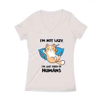 Tired of Humans Női póló V kivágott