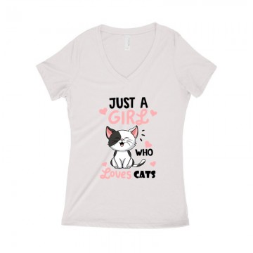 Just a Girl Who Love Cats Női póló V kivágott