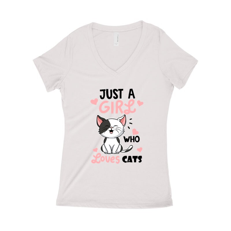 Just a Girl Who Love Cats Női póló V kivágott