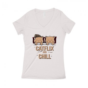 Catflix Női póló V kivágott