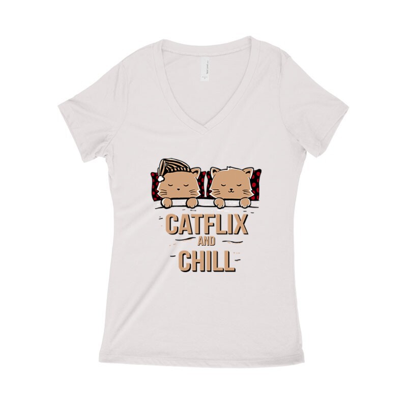 Catflix Női póló V kivágott