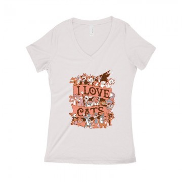 I Love Cats Női póló V kivágott