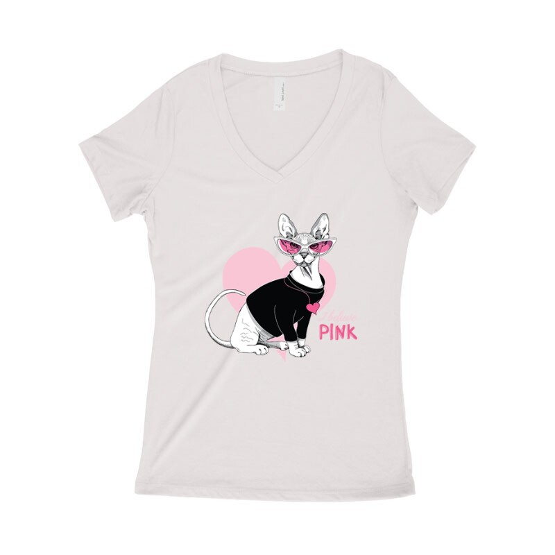 I Belive Pink Női póló V kivágott