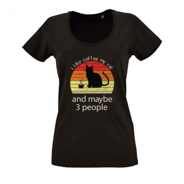 I Love Cat and Coffee O nyakú női póló