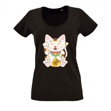 Chinese Cat O nyakú női póló