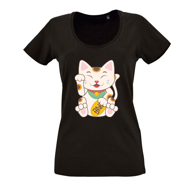 Chinese Cat O nyakú női póló