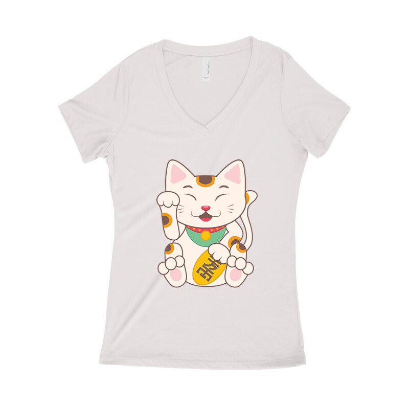 Chinese Cat Női póló V kivágott