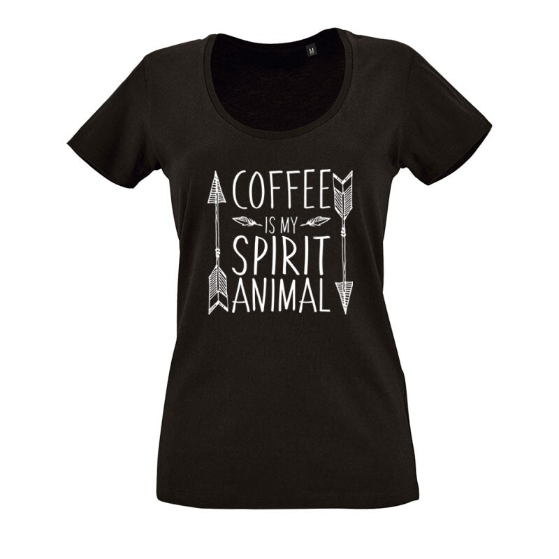 Coffee is My Spirit O nyakú női póló