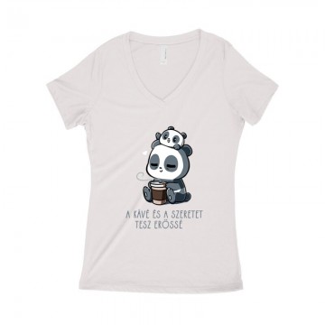Kávé és Szeretet Női póló V kivágott