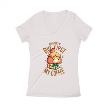 First My Coffee Női póló V kivágott