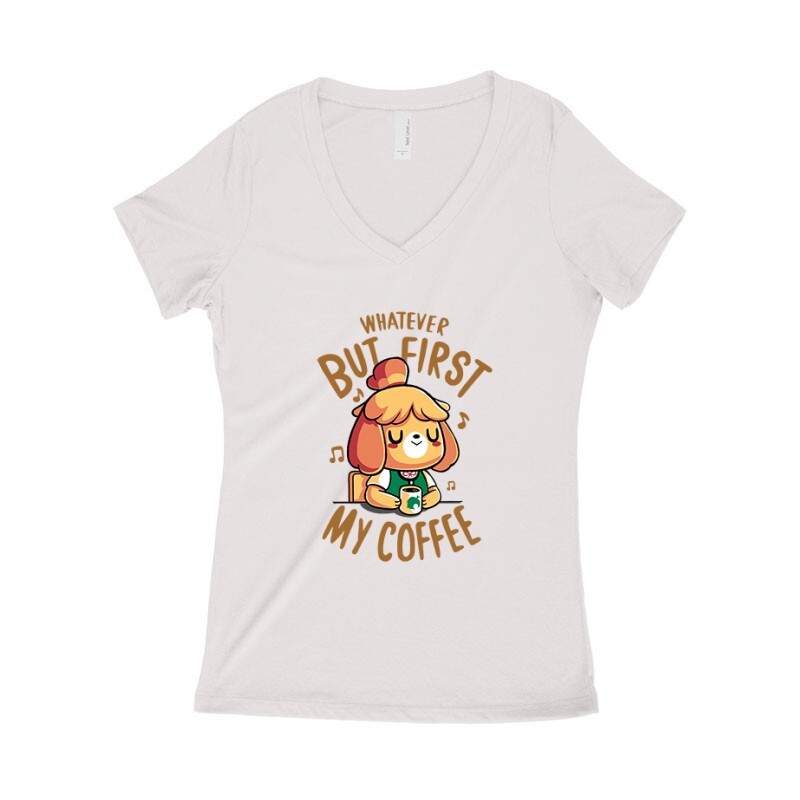 First My Coffee Női póló V kivágott