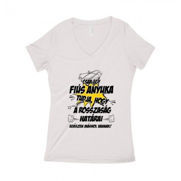 Fiús Anyuka Tudja Női póló V kivágott