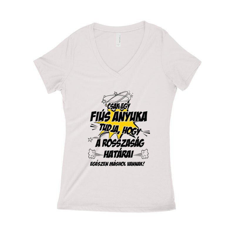 Fiús Anyuka Tudja Női póló V kivágott