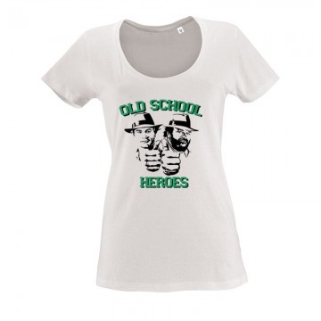 Old School Heroes O nyakú női póló