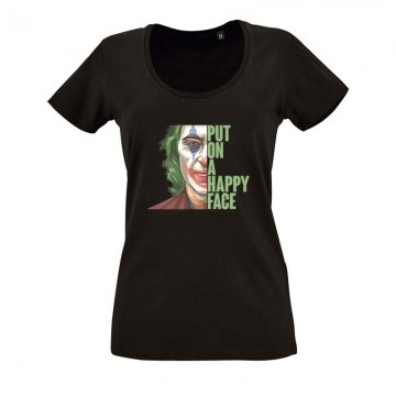 Happy Face O nyakú női póló