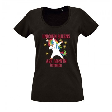 Unicorn Queens Október O nyakú női póló