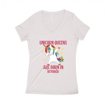Unicorn Queens Október Női póló V kivágott