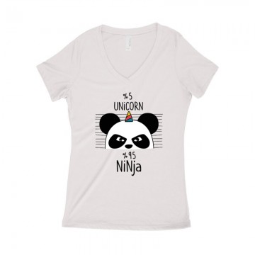 5% Unicorn Panda Női póló V kivágott