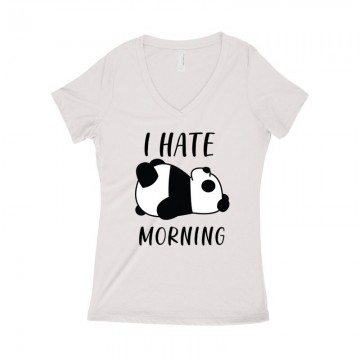 I Hate Morning Panda Női póló V kivágott