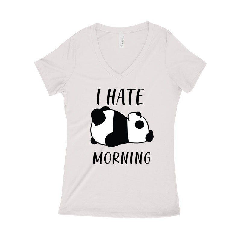 I Hate Morning Panda Női póló V kivágott