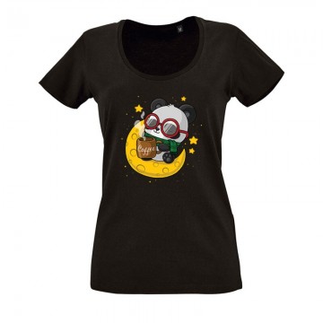 Panda Coffee O nyakú női póló