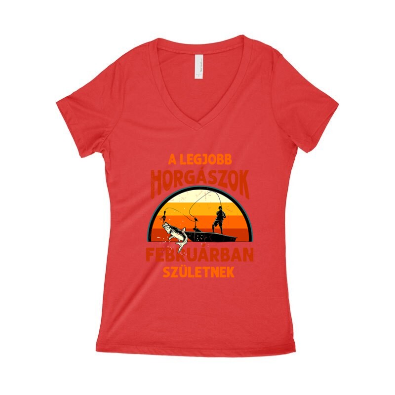 Legjobb horgászok Februárban Női póló V kivágott
