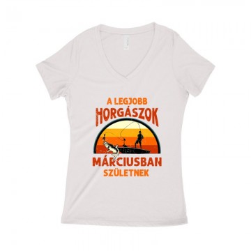 Legjobb horgászok Márciusban Női póló V kivágott