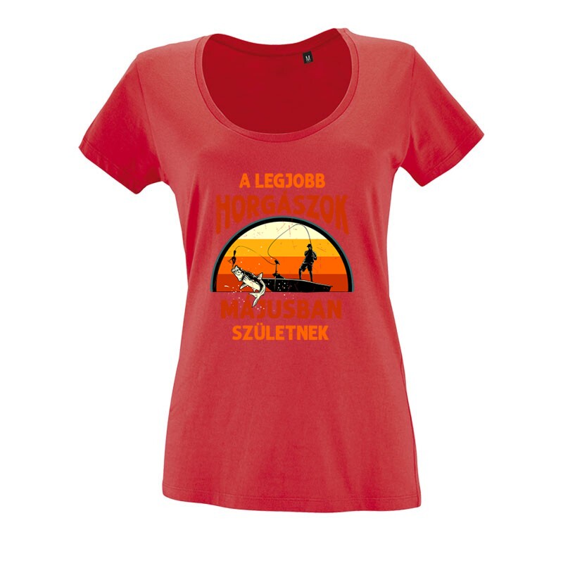 Legjobb horgászok Májusban O nyakú női póló