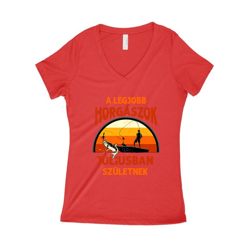 Legjobb horgászok Júliusban Női póló V kivágott