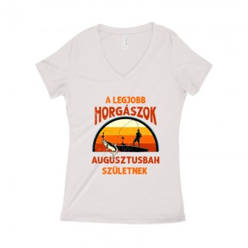Legjobb horgászok Augusztusban Női póló V kivágott