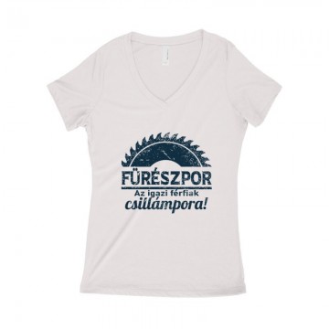 Fűrészpor-Csillámpor Női póló V kivágott