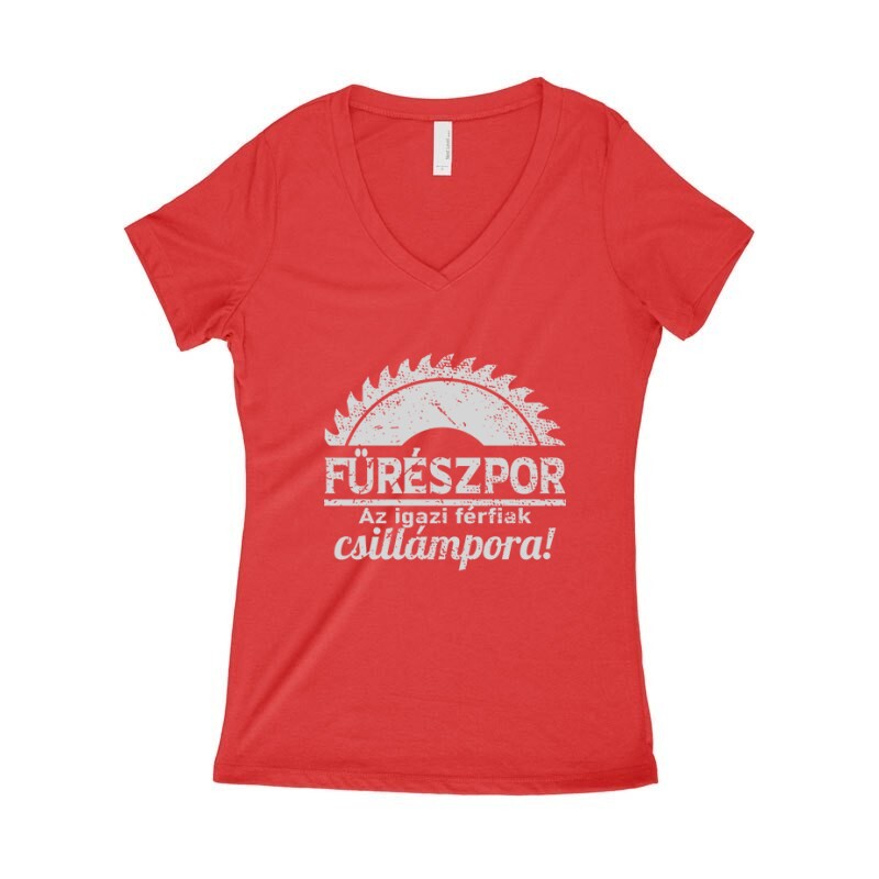 Fűrészpor-Csillámpor Női póló V kivágott