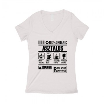 100% Organic Asztalos Női póló V kivágott