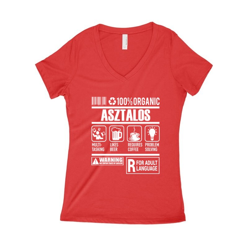 100% Organic Asztalos Női póló V kivágott