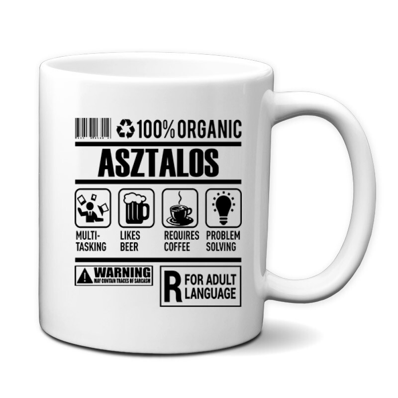 100% Organic Asztalos Bögre