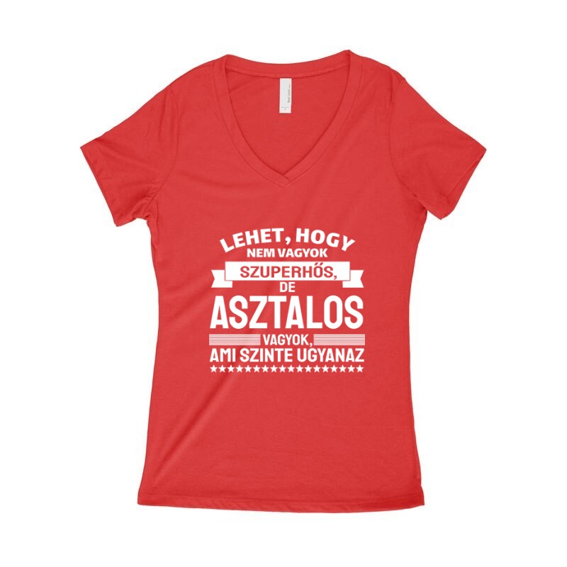 Szuperhős Asztalos Női póló V kivágott