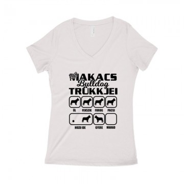 Makacs Bulldog Trükkjei Női póló V kivágott