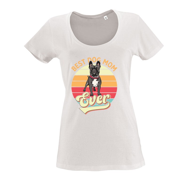 Best Dogmom Retro O nyakú női póló
