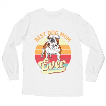 Best Dogmom Retro - Angol Bulldog Hosszú ujjú póló