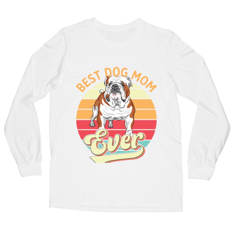 Best Dogmom Retro - Angol Bulldog Hosszú ujjú póló