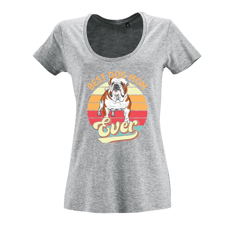 Best Dogmom Retro - Angol Bulldog O nyakú női póló
