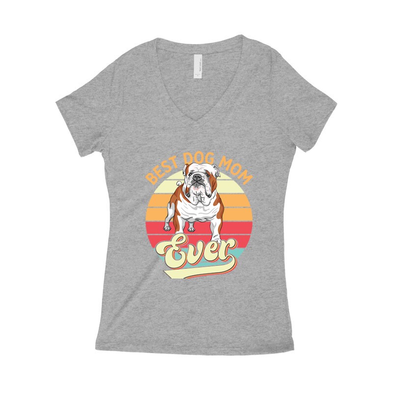 Best Dogmom Retro - Angol Bulldog Női póló V kivágott