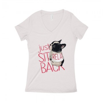 Just Sit Back Női póló V kivágott