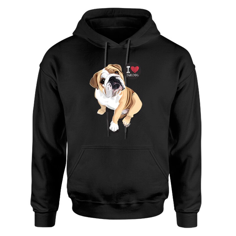 I Love English Bulldog Unisex pulóver