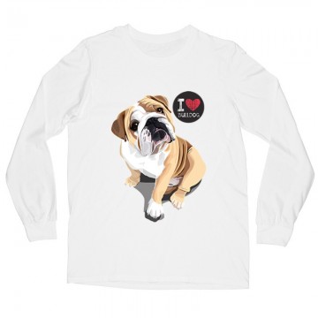 I Love English Bulldog Hosszú ujjú póló