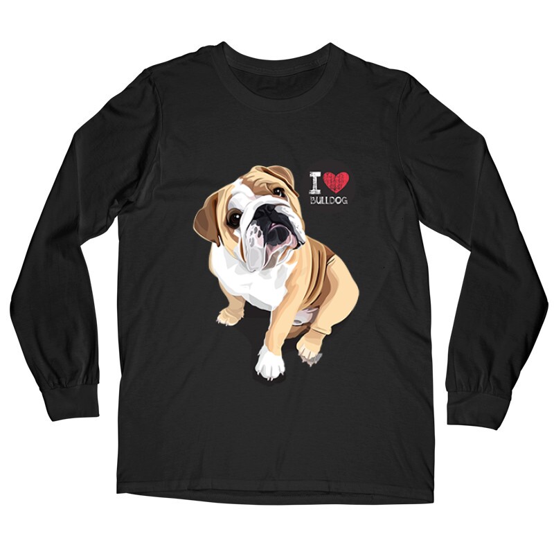 I Love English Bulldog Hosszú ujjú póló