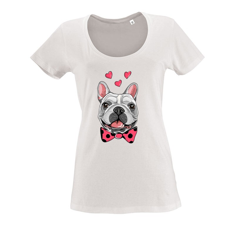 Frenchie Lover O nyakú női póló