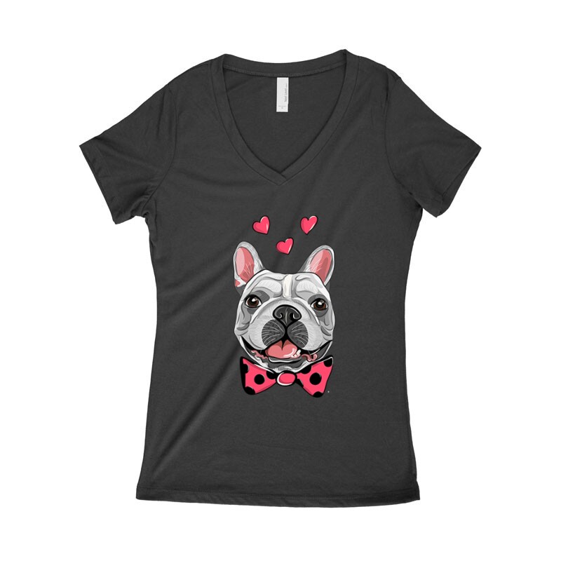 Frenchie Lover Női póló V kivágott