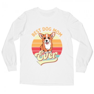 Best Dogmom Retro - Corgi Hosszú ujjú póló