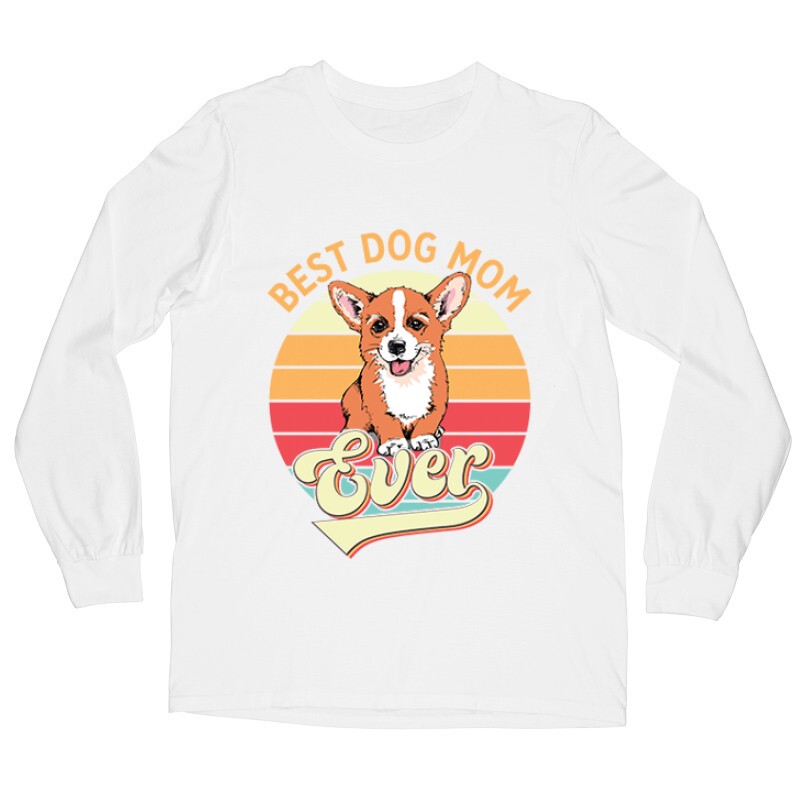 Best Dogmom Retro - Corgi Hosszú ujjú póló